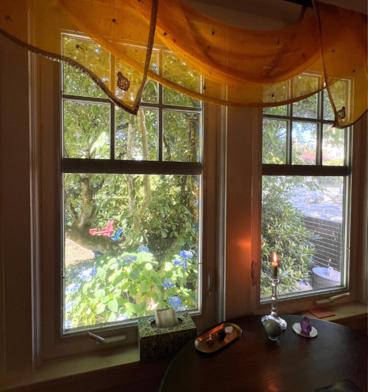 View looking out from inside The Surrender Room